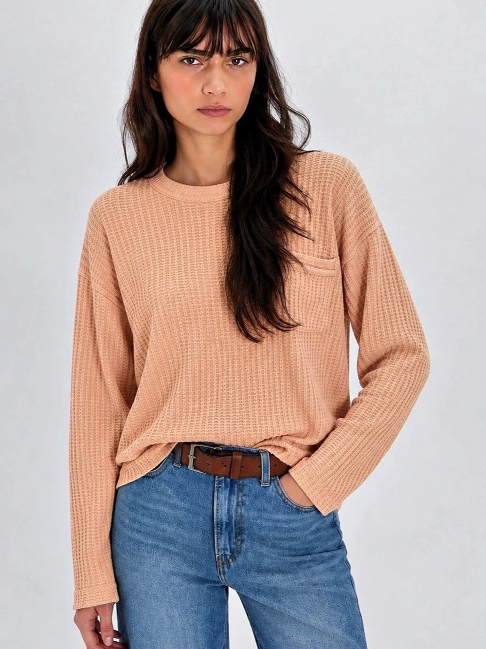 414. LAVON Crew Neck Sweater in Orange Size Medium Like New